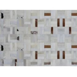 Covor de lux din piele alb gri maro patchwork 120x180 PIELE DE VITa TIP 1