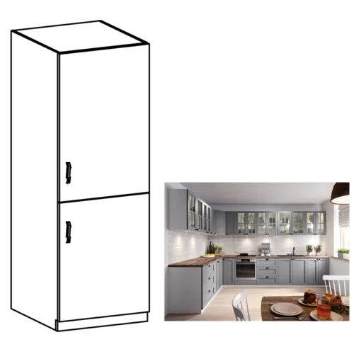 Dulap pentru frigider incorporabil gri mat alb model dreapta LAYLA D60ZL