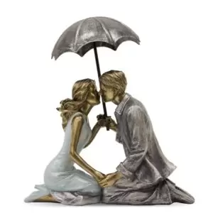 Figurina cuplu cu umbrela asezat 18x16.5 cm
