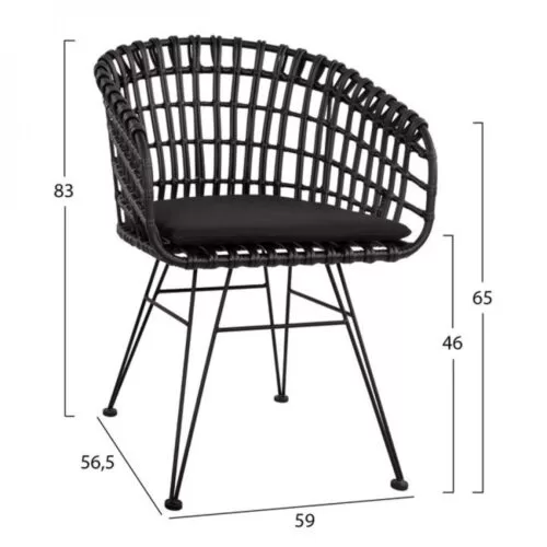 Fotoliu Allegra negru 59x56.5x83 cm