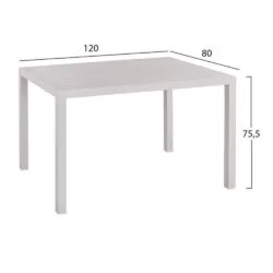 Masa din aluminiu alb 120x80 cm 2