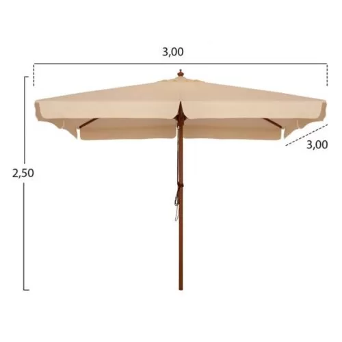 Umbrela profesionala 3x3 m cu cadru de lemn bej2