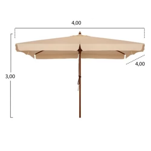 Umbrela profesionala 4x4 m cu cadru de lemn bej2