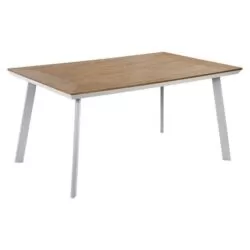 Masa din aluminiu cu aspect de lemn, Alb, 160x92x72