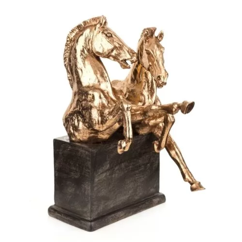Decoratiune cai bronz negru 30x17x23 cm2