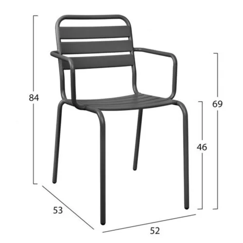 Scaun metalic gri 52x53x84 cm2