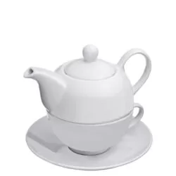 Set ceainic ceramica alba
