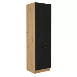 Dulap pentru frigider incorporat stejar artizan negru mat MONRO 60 LO-210 2F