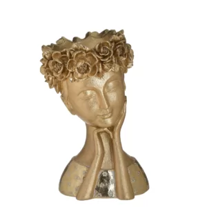 Ghiveci polirasina figurina auriu 17x15x25 cm