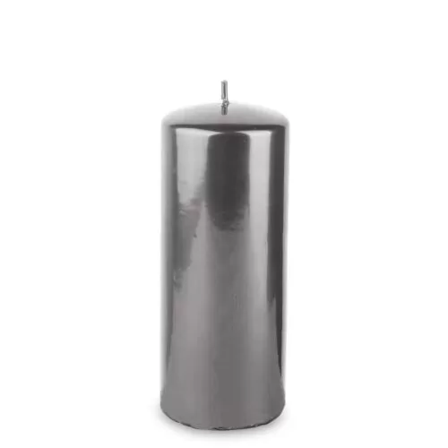 Lumanare cilindru gri metalizat 18x7 cm