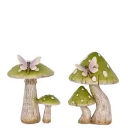 Decoratiune ciuperca cu libelula verde 11x9x11.5 cm