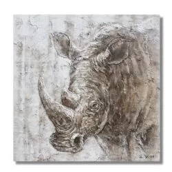 Tablou pictat manual Rinocer 5x100x100 cm