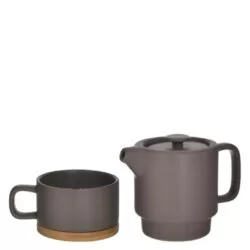 Set ceramic pentru ceai gri 14x10x15 cm4