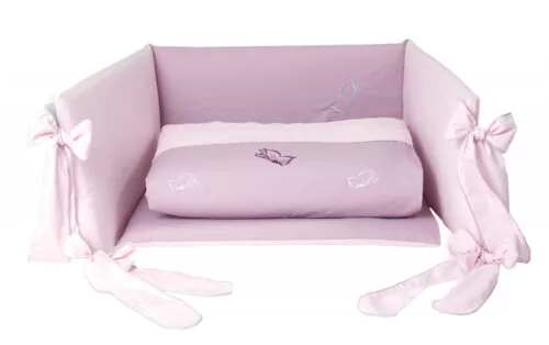amy lenjerie 3 piese cu protectie laterala fluffy din bumbac 120x60 cm rose copie 286 7669