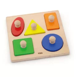 puzzle montessori cu maner forme geometrice viga 2
