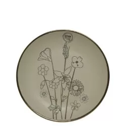 Farfurie ceramica design floral gri deschis 19.5 cm