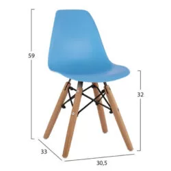 Scaun pentru copii plastic lemn albastru 30.5x33x59 cm2