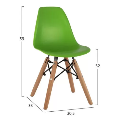 Scaun pentru copii plastic lemn verde 30.5x33x59 cm2