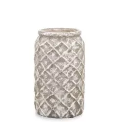 Vaza ceramica model romburi gri antichizat 30x18 cm