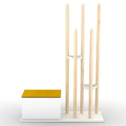 Cuier vertical cu banca alb natur galben 120x36x168 cm4