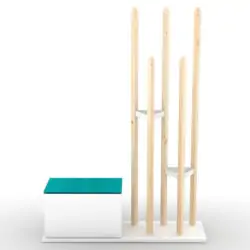 Cuier vertical cu banca alb natur turquoise 120x36x168 cm4