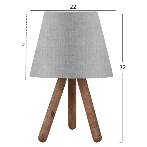Lampa de masa picioare lemn natur gri 22x17x32 cm2