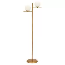 Lampa de podea cu 2 lumini auriu alb 50x15x158 cm