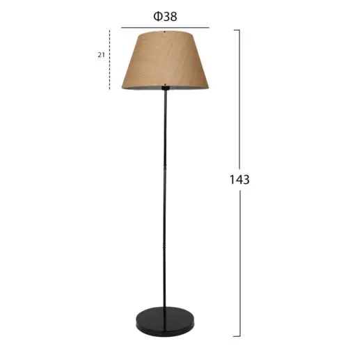 Lampa de podea cu brat metalic negru bej 21x38x143 cm2