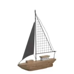 Decoratiune barca lemn metal 24x5x32 cm