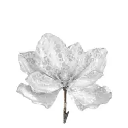 Floare artificiala magnolia clips argintiu 4x18 cm