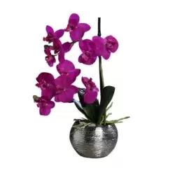Orhidee artificiala roz in ghiveci ceramic – 30 cm