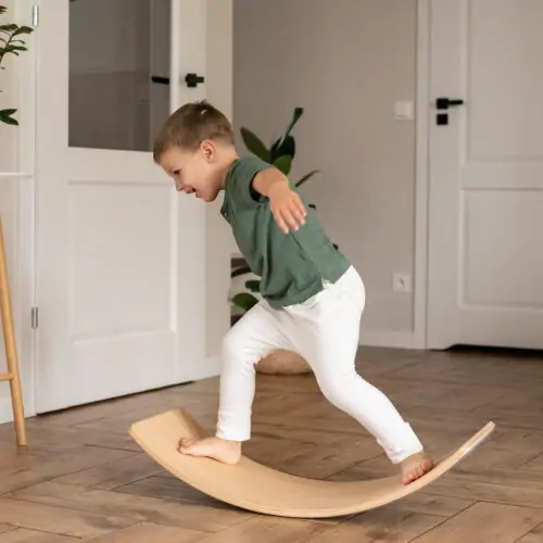 balance board placa de echilibru din lemn pentru copii cu fetru presat gri meowbaby 65 931952655267
