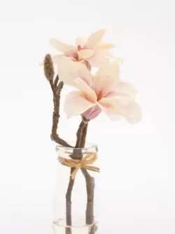 aranjament magnolia artificiala crem roz 23 cm 981