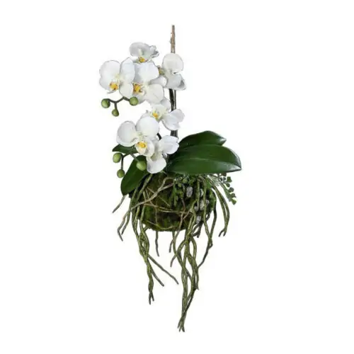 aranjament orhidee artificiala cu sfoara de agatat 26 cm 815