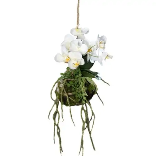 aranjament orhidee artificiala cu sfoara de agatat 26 cm 816
