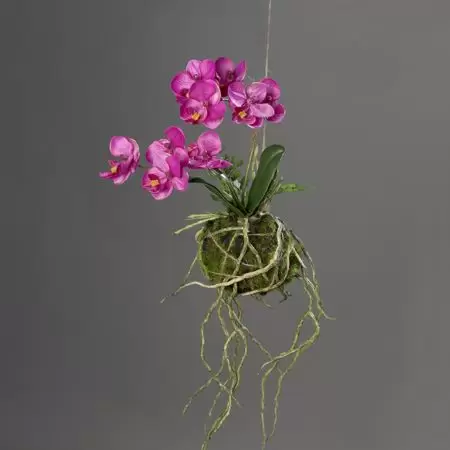 aranjament orhidee artificiala mov cu sfoara 26 cm 810