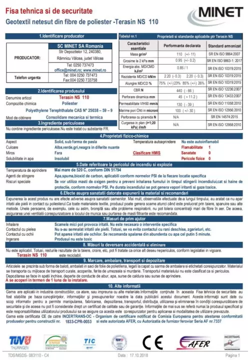 fisa tehnica geotextil terasin 110 tds