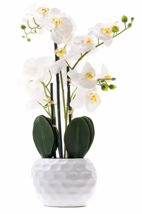 orhidee artificiala alba in ghiveci ceramic 59 cm 1022