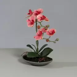 orhidee artificiala roz somon in ghiveci ceramic 30 cm 1183