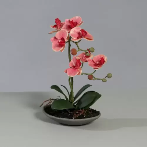 orhidee artificiala roz somon in ghiveci ceramic 30 cm 1183