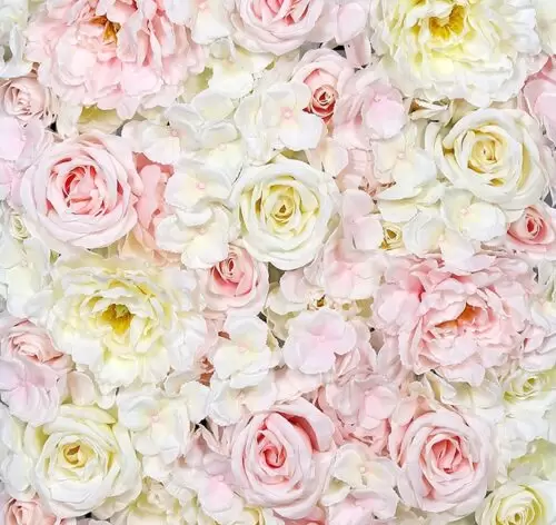 panou perete flori artificiale roz crem 40x60 cm 2238