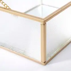Cutiuta cu capac Stielo sticla metal auriu 18x14x7 cm2