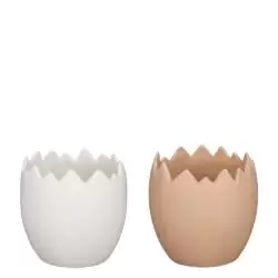 Ghiveci ceramica in forma de ou alb crem 10x10.5 cm