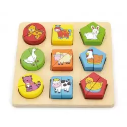 puzzle din cuburi din lemn cu animale 1