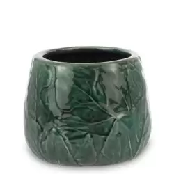 Ghiveci ceramica verde model frunze 12x15 cm