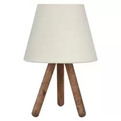 Lampa de masa cu baza din lemn nuanta crem natur 22x17x32 cm