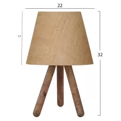 Lampa de masa cu baza din lemn nuanta natur 22x17x32 cm2