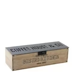 Cutie pentru plicuri ceai lemn natur negru 22x9x6 cm