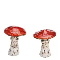 Decoratiune ciuperca ceramica rosu 8x9x8 cm
