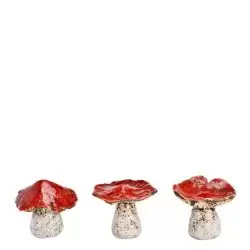 Decoratiune ciuperca ceramica rosu 9x7 cm